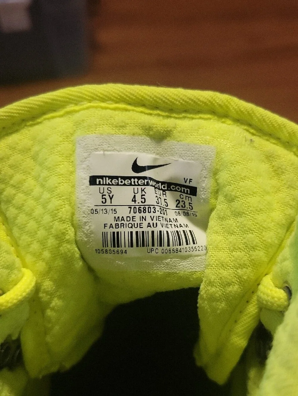 Kids Lunar Force High-Top Sneakers in Neon Yellow and Gray